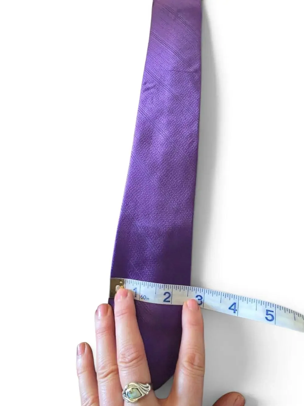 Structure Mens Purple Necktie Satin Jacquard Textured Formal Skinny Tie